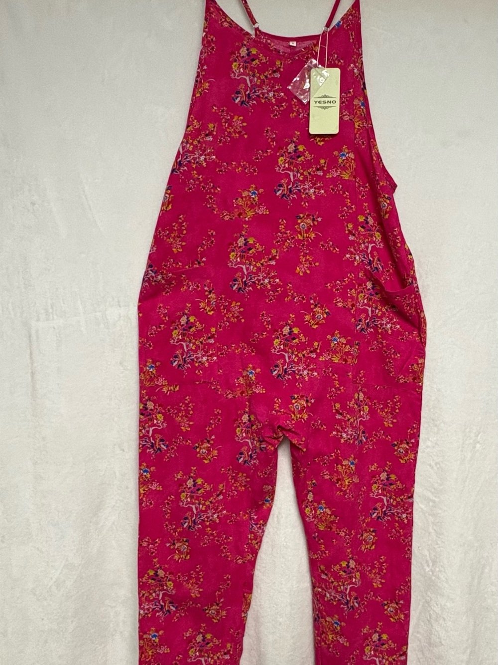YESNO Hot Pink Floral Romper Jumpsuit